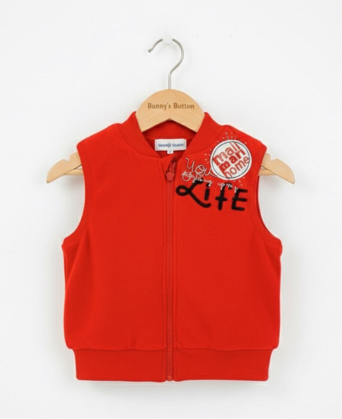 Sporty Red Zip-Up Vest