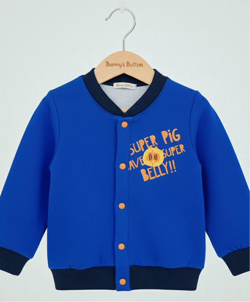 'Super Belly' Korean Bomber Jacket | Bunny's Button Varsity Edition