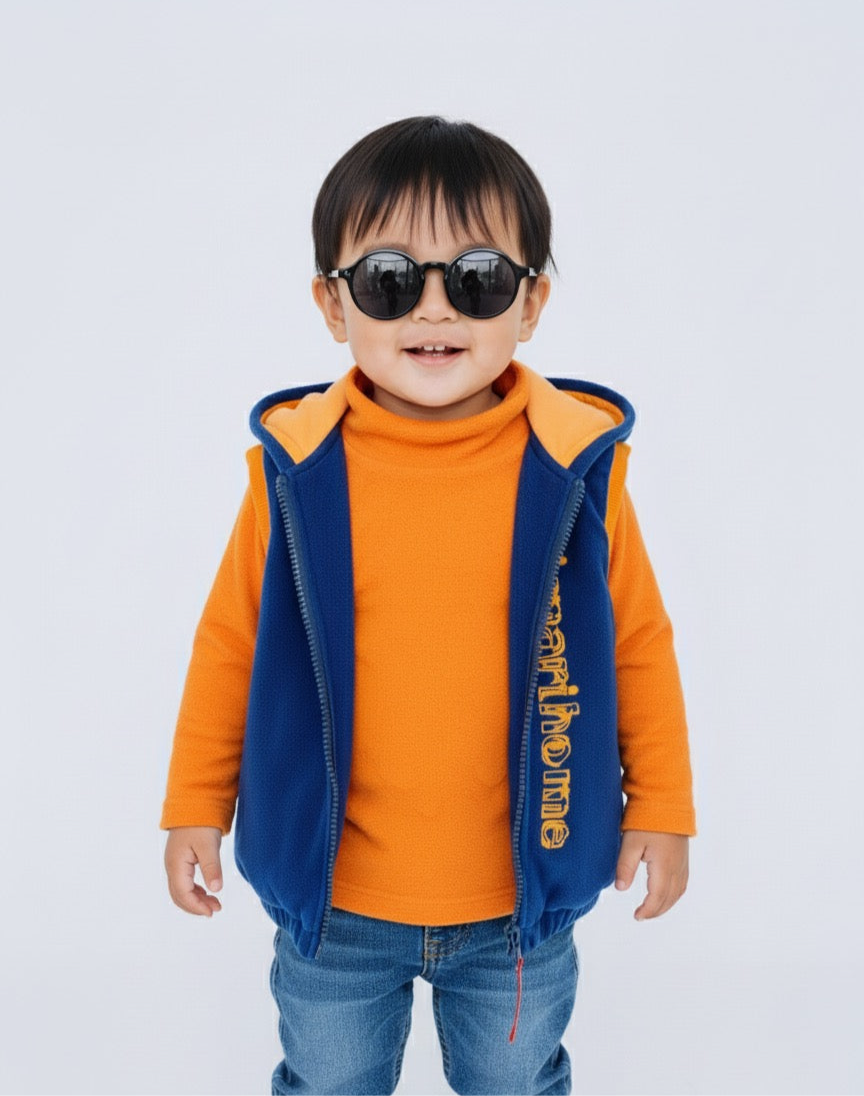 Blue & Orange Hooded Vest