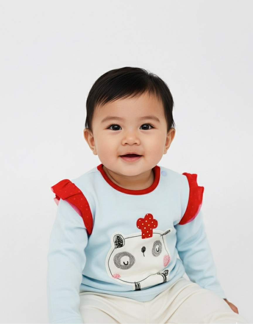 Cute Panda Ruffle Shirt