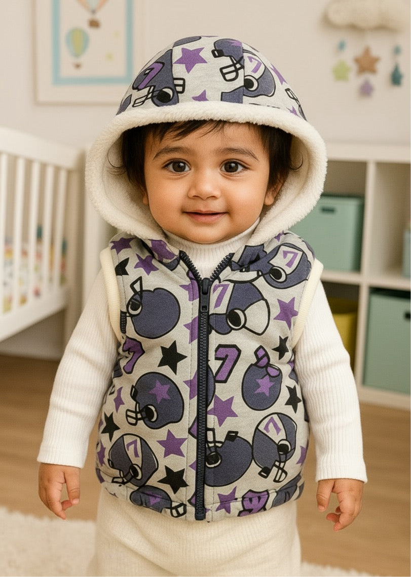Football Helmet Print Vest | Bunny's Button Athletic Outerwear