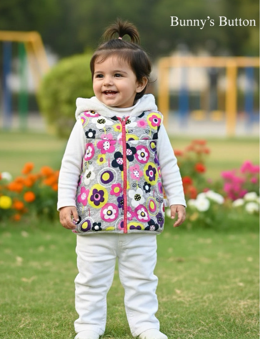 Reversible Floral Hooded Vest