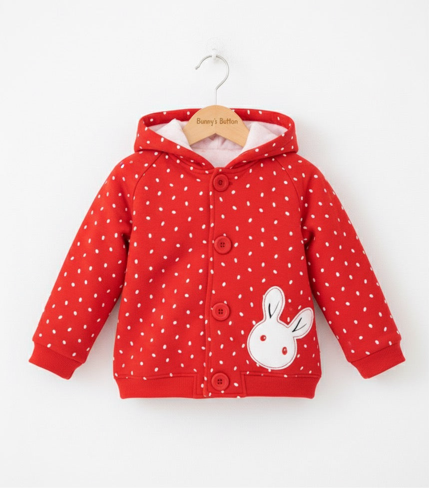 Red Polka-Dot Hooded Coat