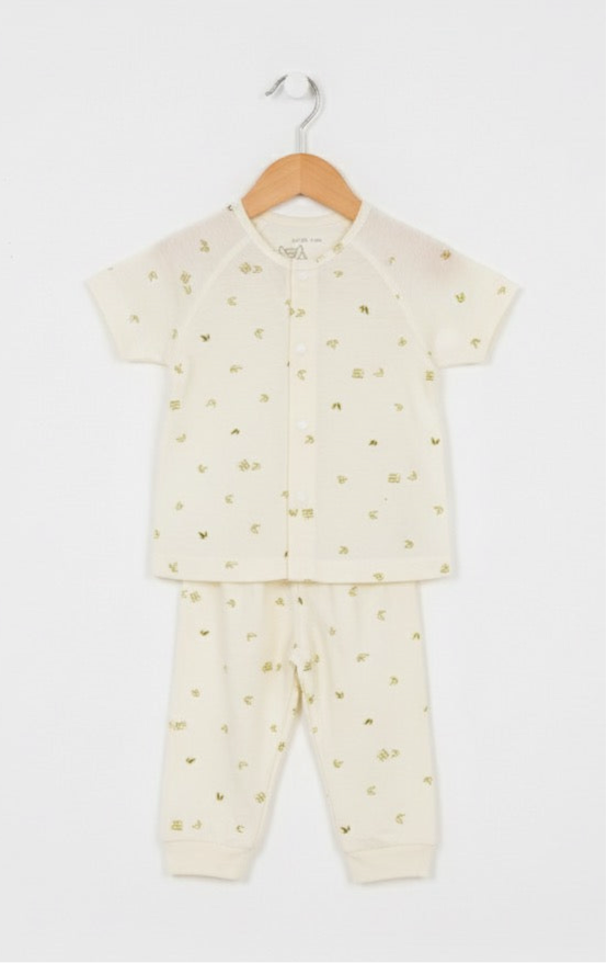 Leaf Print Short-Sleeve Set