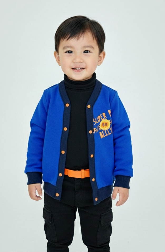 'Super Belly' Korean Bomber Jacket | Bunny's Button Varsity Edition