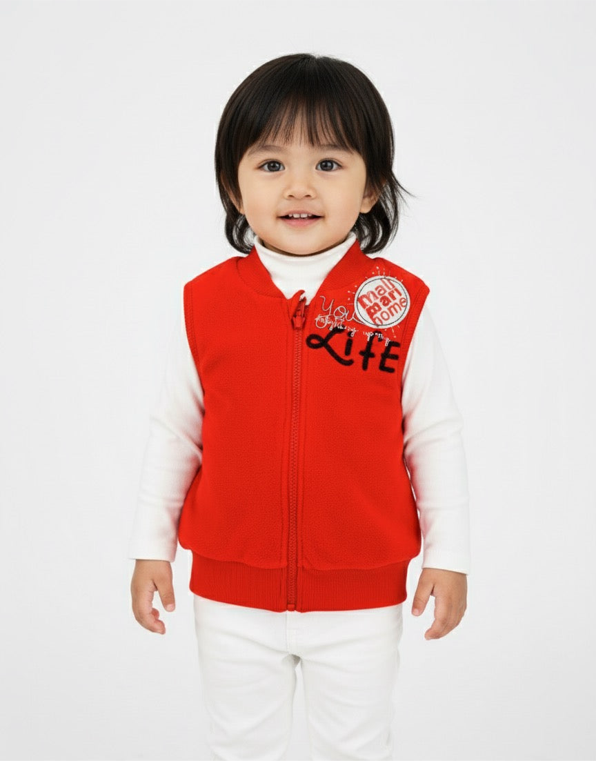 Sporty Red Zip-Up Vest