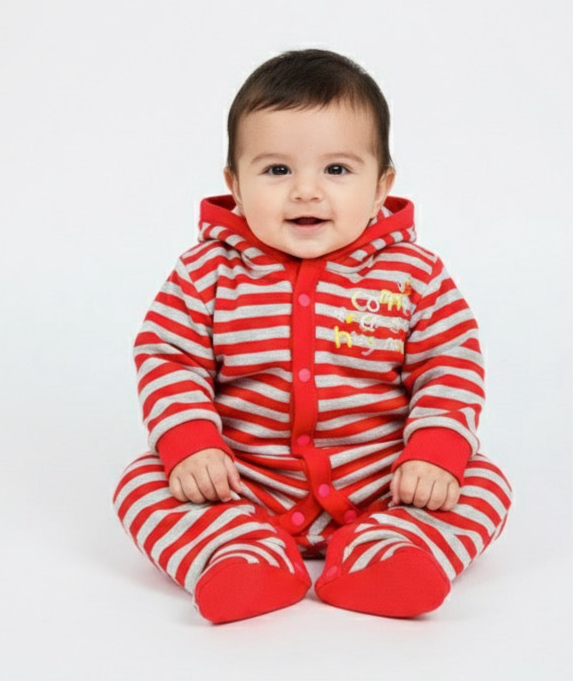 Cozy Striped Hooded Romper